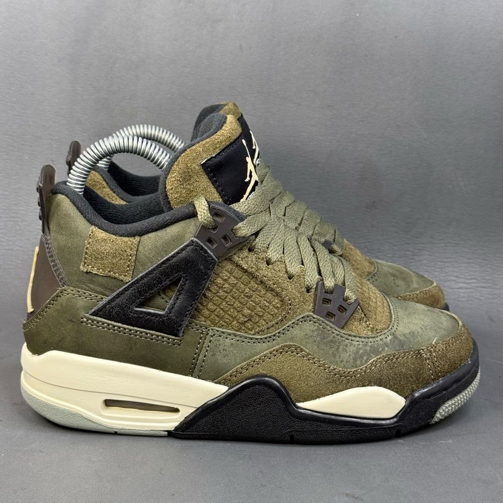 Air Jordan 4 Retro SE Craft GS 'Olive' athletic sneaker shoes kids size 3.5Y